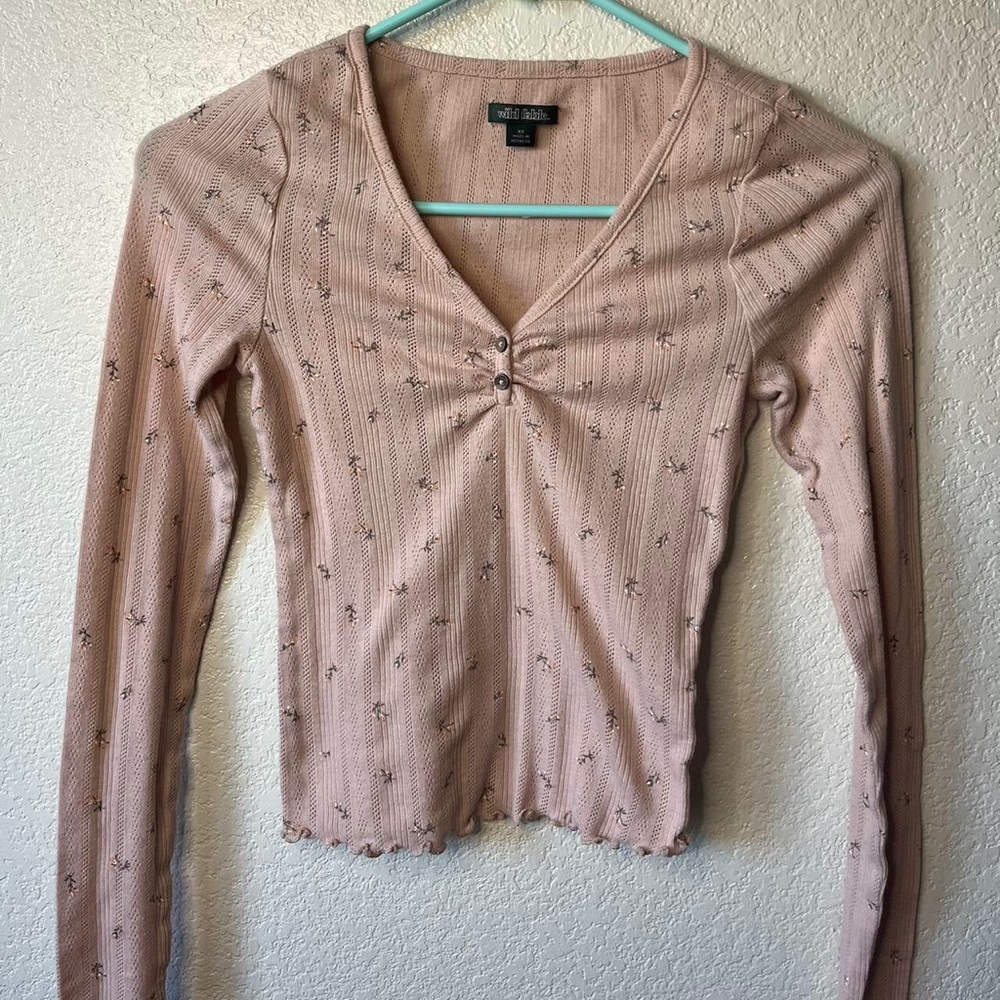 Wild fable pink flower blouse